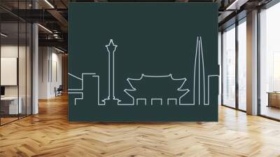 South Korea Simple Line Skyline and Landmark Silhouettes Wall mural