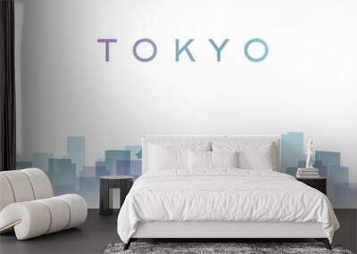 Tokyo Transparent Layers Gradient Landmarks Skyline Wall mural