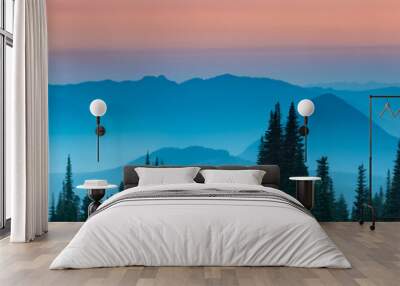 Blue hour after sunset over the Cascade mountains Wall mural