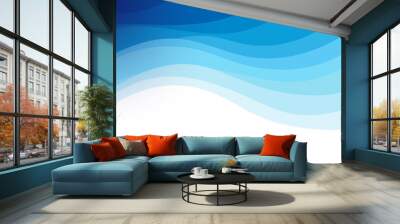 Abstract fluid blue ocean wave marine banner vector background illustration. Wall mural