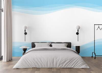 Abstract light blue wavy modern curve lines on top and bottom with clean background vector illustration Wall mural