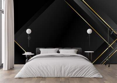 Abstract luxury gold lines modern polygonal dark vector background illustration Wall mural