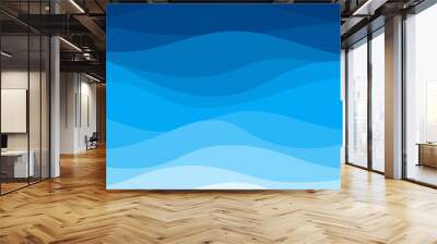 Blue curves and the water waves of the sea range from soft to dark. Wall mural