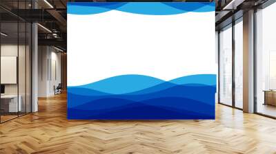 Blue layer ocean wave flowing curve vector abstract background illustration Wall mural