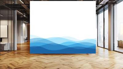 Blue natural water ocean wave layer vector background. Wall mural