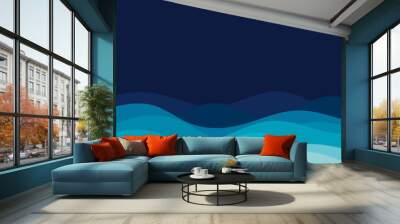 Blue ocean wave curve sea concept abstract vector background Wall mural