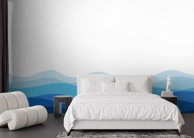 Blue water wave river sea curve lines pattern background banner vector Wall mural