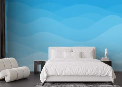 Blue water wave river sea curve lines pattern background vector. Wall mural