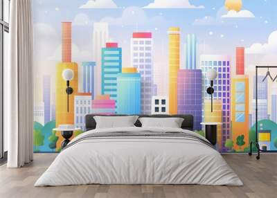 Hightech urban industry, efficient manufacturing, flat design illustration Wall mural