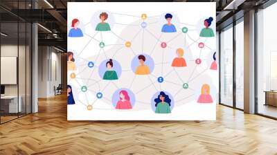 Online cultural networking, connecting global communities, flat design illustration Wall mural