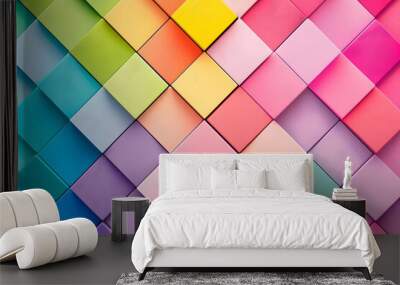 3D Abstract colorful square wallpaper background. Wall mural