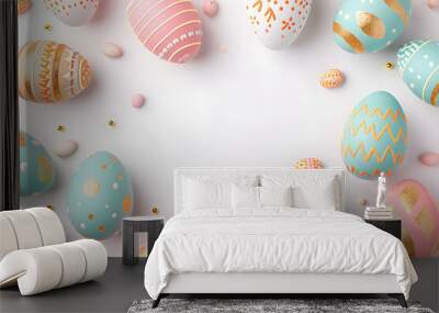 Easter greeting card frame on background. Wall mural