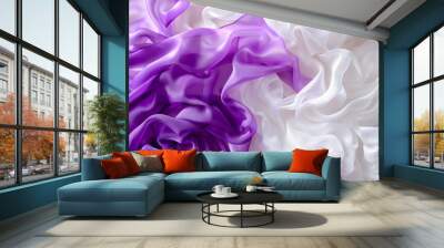 Purple and white color fabric background. Wall mural