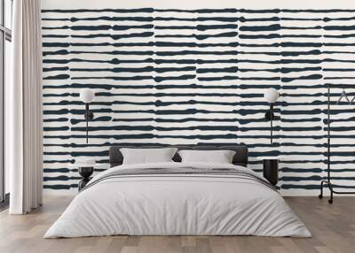 Set of patterns. Stripe Line Background. Painted brush lines horizontal pattern. Textured Repeat Pattern. Abstract Allover Hand Drawing. Textile Print. Cover Bed Sheet. Modern Trendy Monochrome.  Wall mural