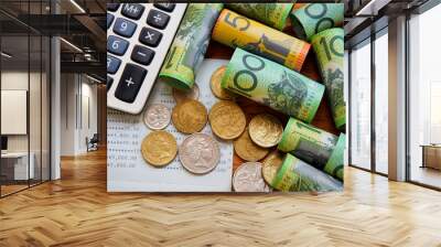 Australia bank note and coins for money save concept. Wall mural