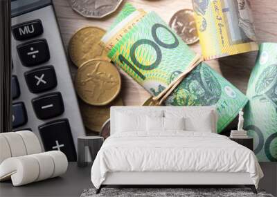 Dollar australia banknotes and coins for money concept. Wall mural