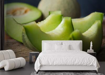 Fresh japanese green melon fruit. Wall mural