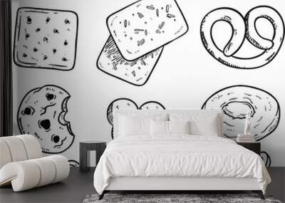 set of hand draw cookies Wall mural