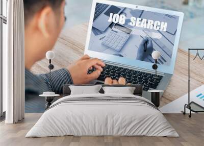 job search concept, find your career, business man looking at online website Wall mural