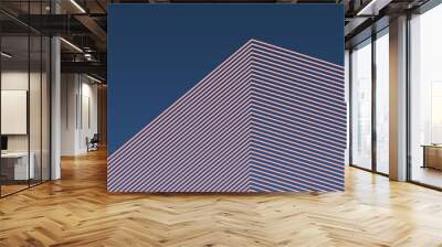 Abstract vector isometric building from lines shape pattern with modern color gradient background, minimal trendy architecture concept. Wall mural