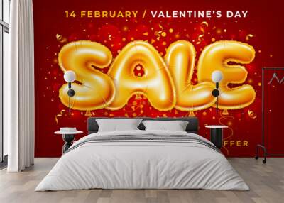 Balloons Letters Sale On Red Festive Background Wall mural