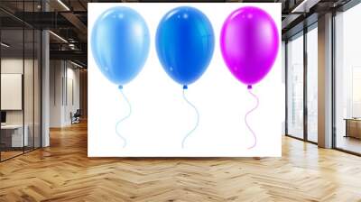 Glossy, realistic coloured balloons set. All rainbow colours, black, white and some other. Vector illustration. Wall mural