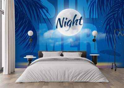 Summer Night Party Poster Template Wall mural