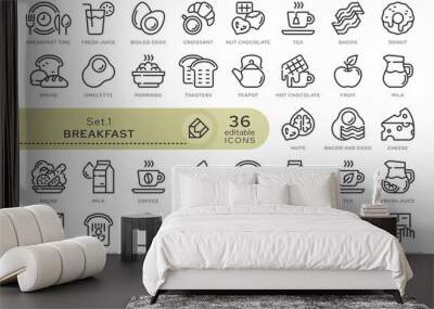 Set of conceptual icons. Vector icons in flat linear style for web sites, applications and other graphic resources. Set from the series - Breakfast. Editable outline icon.	
 Wall mural