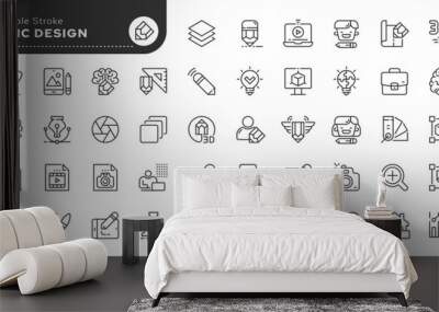 set of line icons in linear style. series - graphic design. idea and creativity. software, design an Wall mural