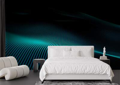 glowing abstract digital wave particles. Futuristic illustration. on dark background Wall mural