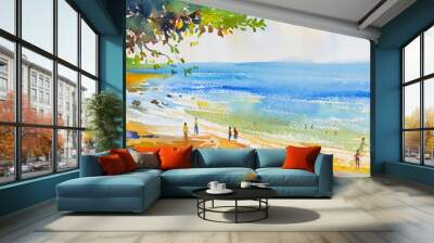  Painting colorful of beach and  sand in emotion clound background Wall mural