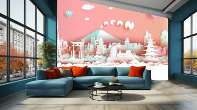 Tour Japan architecture famous landmarks of asian for advertising. Wall mural