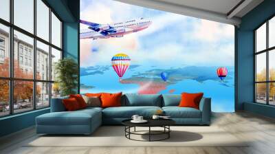 Transportation, Travel to world. Wall mural