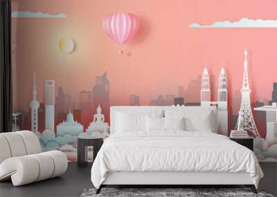 Travel landmark Asia with cityscape skyline and asean tourism. Wall mural