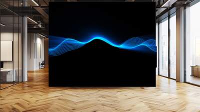 Futuristic shiny blue lines wave digital technology background - modern technology abstract background Wall mural