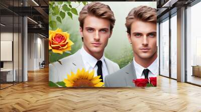 Close up pictures of handsome mans with the beauty of nature in the background. f (6) Wall mural