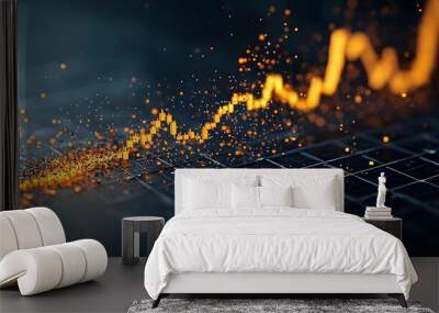 A vivid representation of financial growth with graphs showing rising stock trends and vibrant sparks. Falling Interest Rate Concept Wall mural