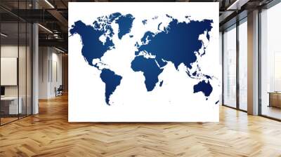 blue map of the world on white background Wall mural