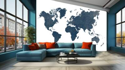 blue watercolor world map isolated on white background Wall mural