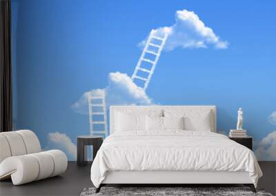 cloud stair, the way to success in blue sky Wall mural