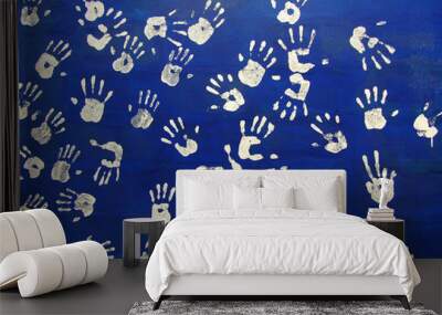 handprints colors in a mural. background picture Wall mural