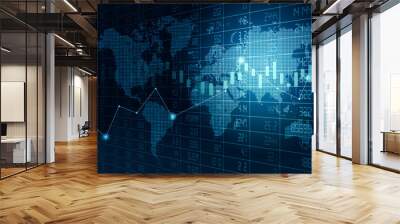 financial stock market graph on abstract background Wall mural