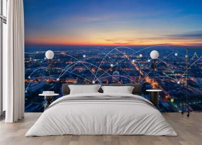 smart city and communication network Wall mural