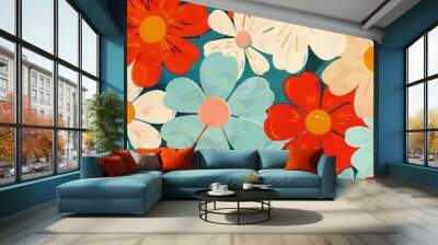 70s style floral background, 70s retro pattern and colors Wall mural