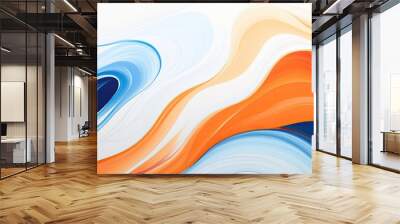 Abstract orange blanc and blue background with waves Wall mural