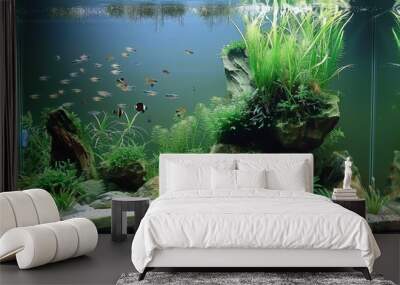 aquascaping make a natural aquarium with plants and freshwater fish Wall mural