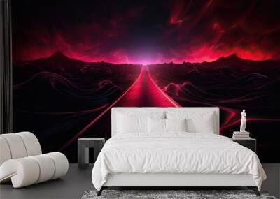 bright red lights on road background Wall mural