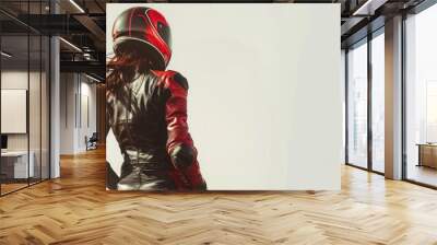 female motor racer, back view, standing Wall mural