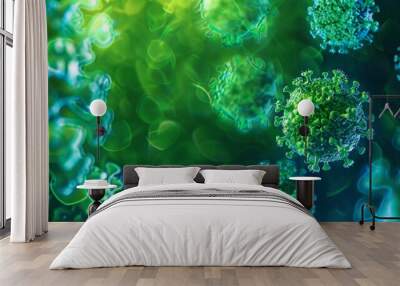 graphic  hpv virus, with focus graphics elements border, blue and green colors Wall mural