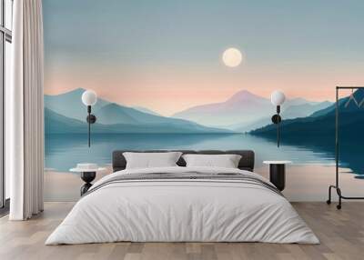 minimal vector calm lake water surface Wall mural